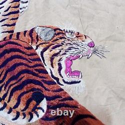 Antique beautiful chinese silk painting two tigers wall hanging panel item042