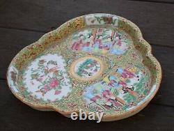 Antique flower shaped Chinese Export Famille Rose Canton Medallion dish