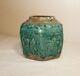 Antique Handmade Chinese Green Glazed Celadon Pottery Ginger Drug Opium Jar Vase
