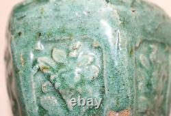 Antique handmade Chinese green glazed celadon pottery ginger drug opium jar vase