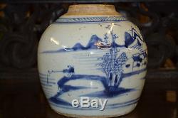 Antique large early 19th century Chinese blue and white ginger jar, c1820