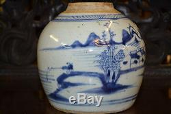Antique large early 19th century Chinese blue and white ginger jar, c1820