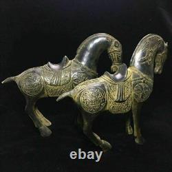 Antiques A Pair Nice Old Chinese Copper Horse Statue