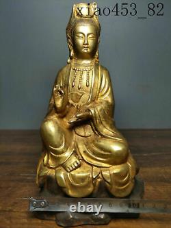 Antiques Chinese Pure copper Gilding Buddha statue Free Guanyin One