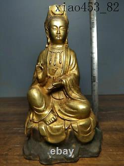 Antiques Chinese Pure copper Gilding Buddha statue Free Guanyin One