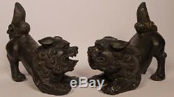 Antiques Pair Of Chinese Bronze Foo Dogs Imperial Guardian Lions