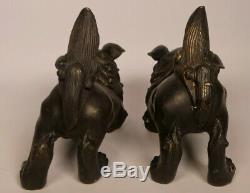 Antiques Pair Of Chinese Bronze Foo Dogs Imperial Guardian Lions