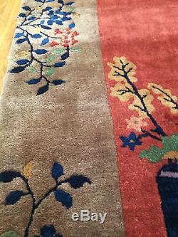 Authentic Hand Woven Antique Chinese Art Deco Rug 9x12 Circa 1920s