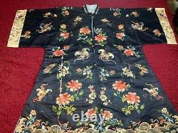 BEAUTIFUL ANTIQUE 19th c QI'ING CHINESE EMBROIDERED SILK WOMEN ROBE EMBROIDERY