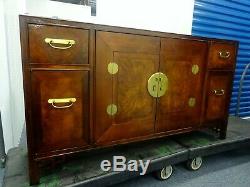 Baker Furniture Sideboard / Buffet Chinese Far East Asian Burl Ash / Walnut B/O