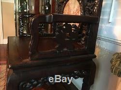 Beautiful 18-19th C Qing Dyn. Chinese Rosewood Mother of Pearl Inlay Arm Chair