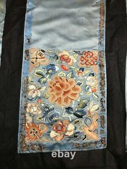 Beautiful Antique Qi'ing Chinese Hand Embroidered Women Silk Skirt Embroidery