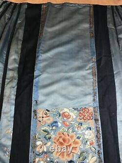 Beautiful Antique Qi'ing Chinese Hand Embroidered Women Silk Skirt Embroidery