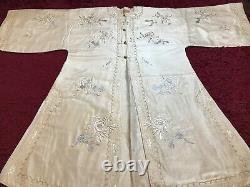 Beautiful Antique/ Vintage Chinese Embroidered Silk Robe Coat Fine Embroidery
