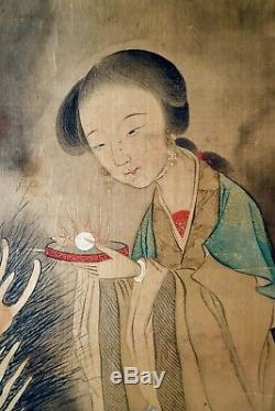 Beautiful Chinese Painting of Celestial and Dragon Signed Guangxu Period
