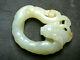 Beautiful Finely Carved 18th 19thc Chinese White Jade Dragon Pendant Ex Museum