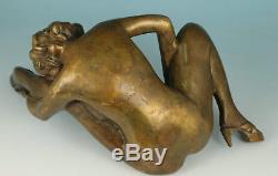 Big Chinese Copper bronze Sexly Her Modern high-heeled shoes Figure Statue