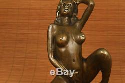 Big Old Copper bronze Her Modern high-heeled shoes Statue Figure Rare gift