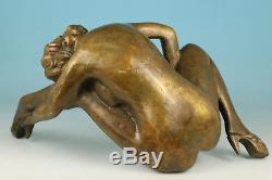Big Old Copper bronze Sexly Her Modern high-heeled shoes Figure Statue Rare gift