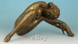 Big Old Copper bronze Sexly Her Modern high-heeled shoes Figure Statue Rare gift