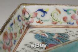 CCVP47 Chinese Antique porcelain triangle shape plate Jikkinde Qing Dynasty