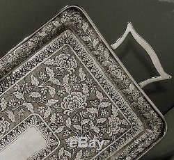 CHINESE EXPORT SILVER TRAY MADE IN INDIA c1890