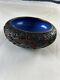 Chinese Red Black Carved Dragon Lacquer Bowl Cloisonne Inside And Bottom