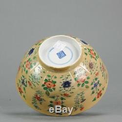 Ca 1700 Kangxi Chinese Porcelain Bowl Cafe Au Lait Flowers Marked