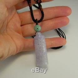 Carved QING Dynasty Antique Green Lavender Jadeite Jade Necklace Pendant CHINESE