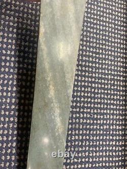 China Shang Dy. Old Green jade Chinese Large Sword Style Zhang Pendant
