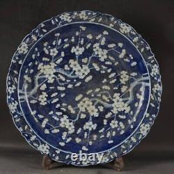 Chinese Antique Blue&White Plums Plate Porcelain Qing Dynasty KangXi-Marked
