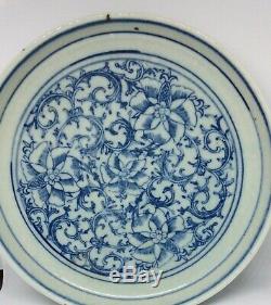Chinese Antique Blue and White Porcelain Plate Floral Patter, Kangxi Period