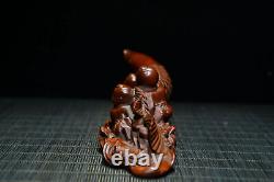 Chinese Antique Boxwood Hand Carved Exquisite Statue Pen Rack Wooden Office Art