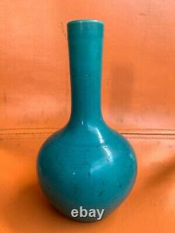 Chinese Antique Export Sky Blue Crackle Glazed Porcelain Vase 6.3 Inch