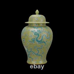 Chinese Antique Famille Verte Tiffany Jar/Lid Qing Dynasty Porcelain-Marked