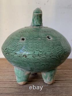 Chinese Antique Green Glaze Stirred Body Incense Burner 5.5 inches