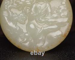 Chinese Antique Ming Dynasty Hetian Ancient Jade Carved Kwan-yin Jade Pendants