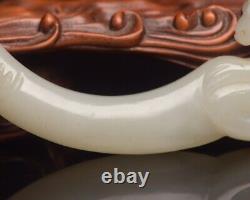 Chinese Antique Natural Hetian Jade Carved Exquisite Statue Collection Figurines