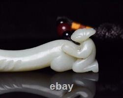 Chinese Antique Natural Hetian Jade Carved Exquisite Statue Collection Figurines