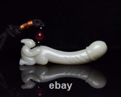 Chinese Antique Natural Hetian Jade Carved Exquisite Statue Collection Figurines