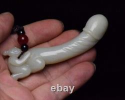 Chinese Antique Natural Hetian Jade Carved Exquisite Statue Collection Figurines