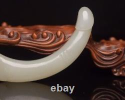 Chinese Antique Natural Hetian Jade Carved Exquisite Statue Collection Figurines