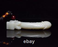 Chinese Antique Natural Hetian Jade Carved Exquisite Statue Collection Figurines