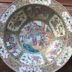 Chinese Antique Porcelain Basin Bowl Canton Famille Rose Medallion Mandarin 19C