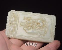 Chinese Antique Qing Dynasty Hetian Ancient Jade Carved FuLuShou Figure Pendants