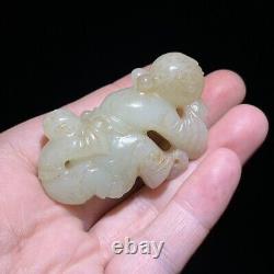 Chinese Antique Qing Dynasty Hetian Ancient Jade Carved Statues Figure Pendants