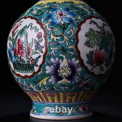 Chinese Antique Qing Dynasty Qianlong Enamel Porcelain Flowers Pattern Vases