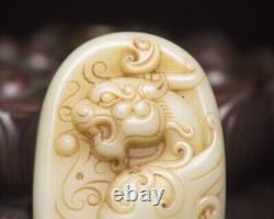 Chinese Antique Song Dynasty Hetian Ancient Jade Carved Dragon Jade Pendants