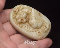 Chinese Antique Song Dynasty Hetian Ancient Jade Carved Dragon Jade Pendants