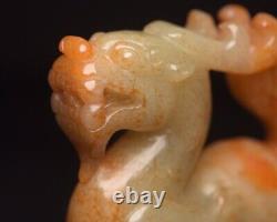 Chinese Antiques Natural Hetian Jade Carved Exquisite Unicorn Statue Figurines